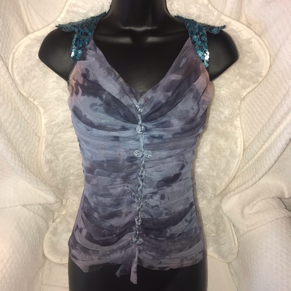 Bebe sequin slit back top